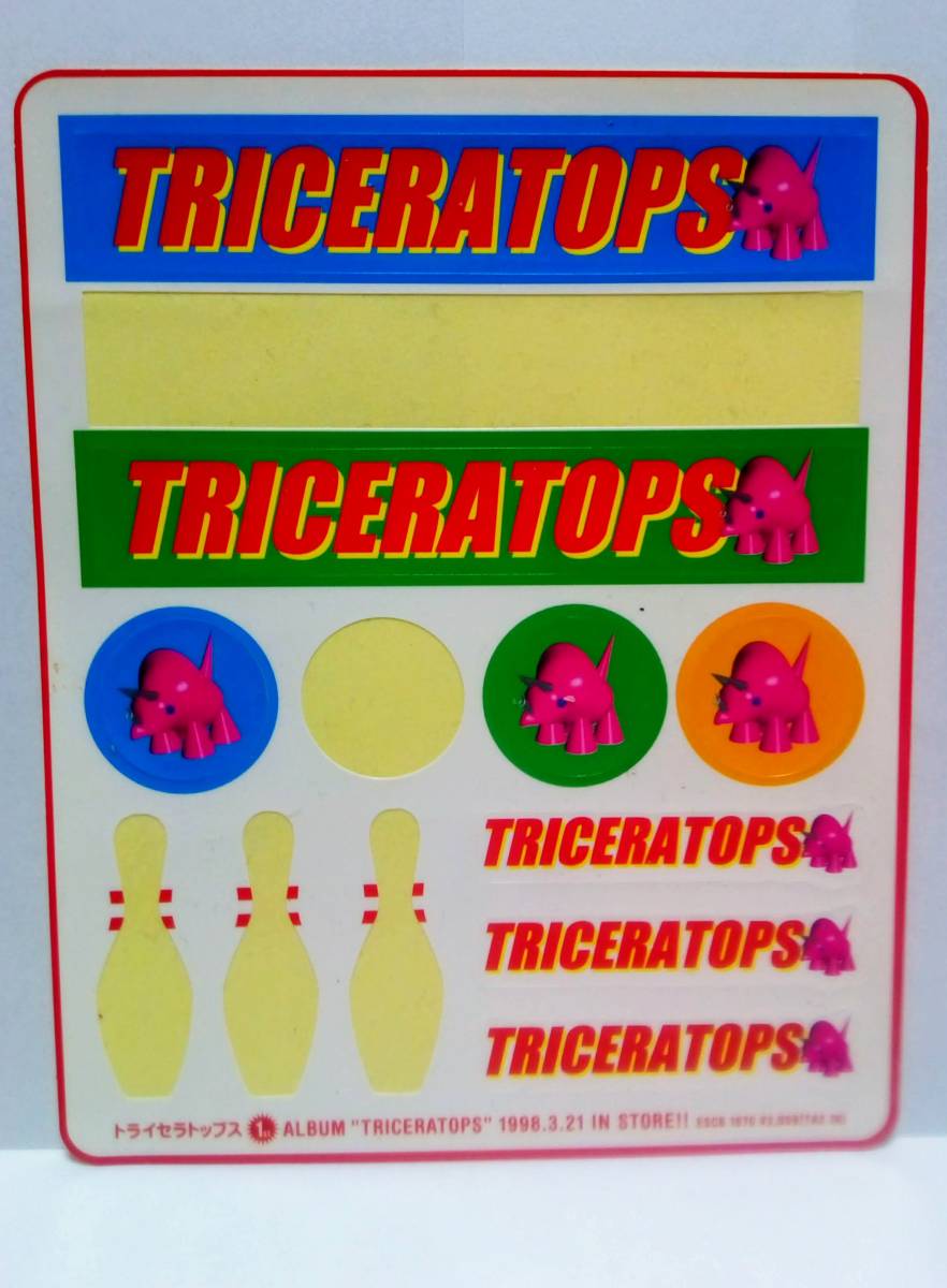 ★初期トライセラ★1998年ファースト告知ステッカー★一部使用済み★TRICERATOPS★和田唱林幸治吉田佳史★トライセラトップス_※シール台紙のサイズ：10㎝ × 12.5㎝