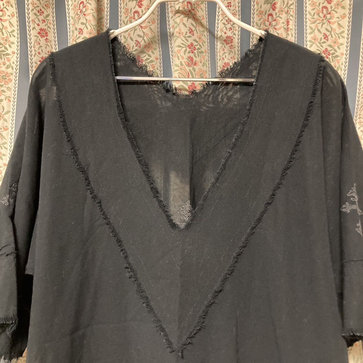  Hysteric Glamour Cross 10 character . embroidery race sia- pull over blouse tops shirt cloth . T-shirt gothic black 