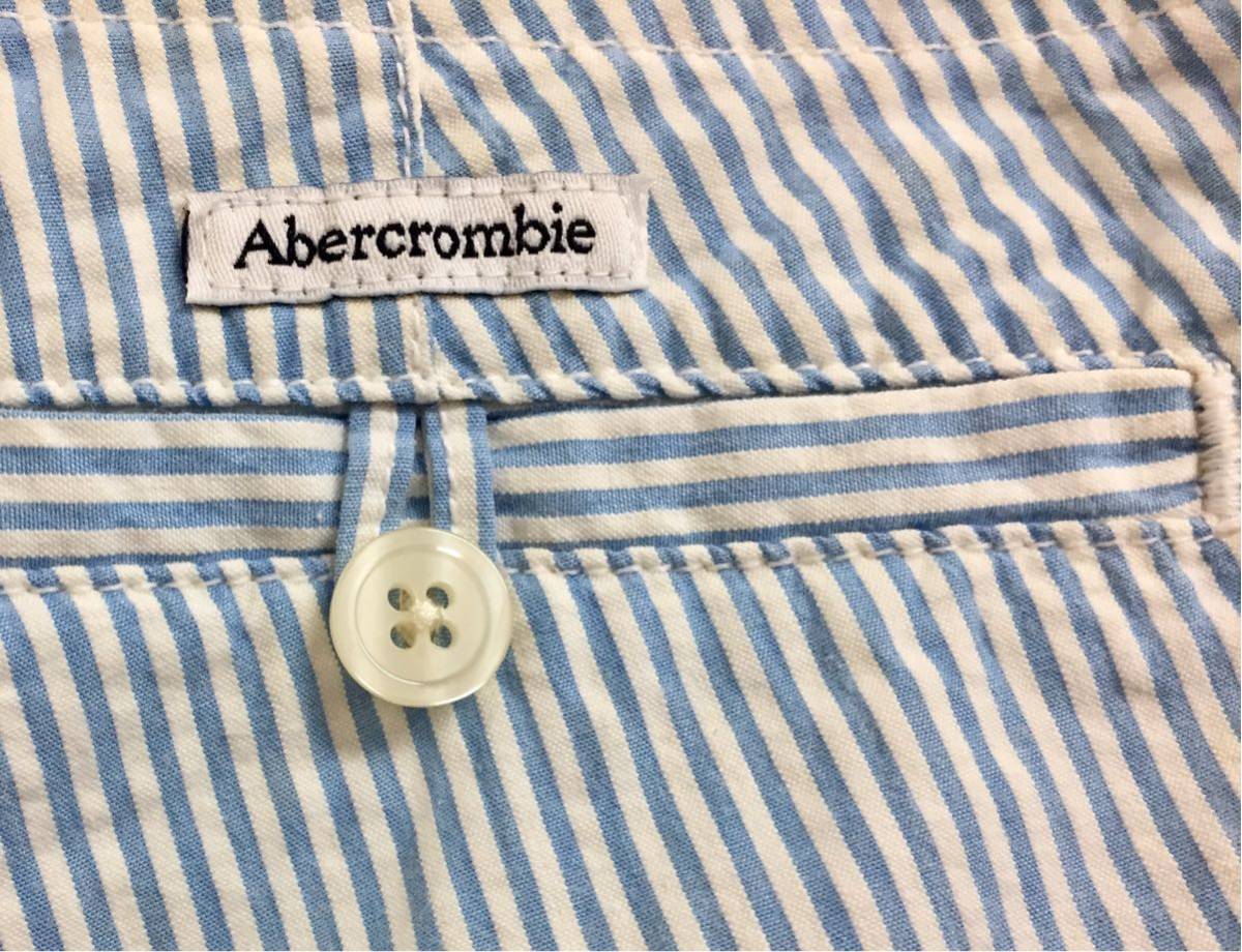 abercrombie & fitch アバクロンビー&フィッチ 水色×白 爽やかなストライプ コットン ショートパンツ サイズ0_画像4