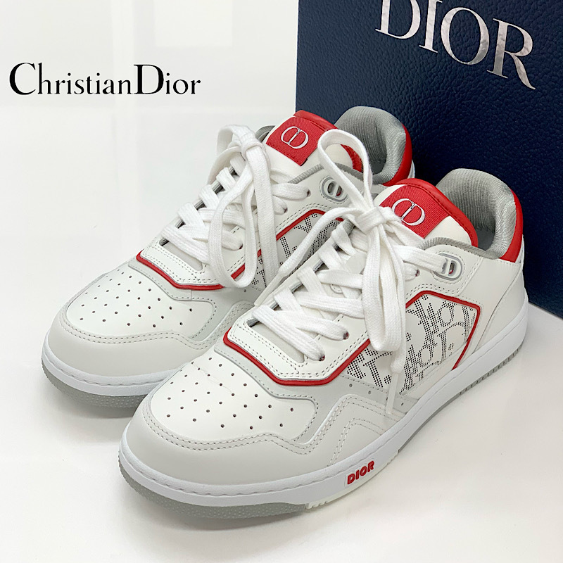 6891 не использовался Christian Dior B27ob утечка кожа low верх спортивные туфли белый 