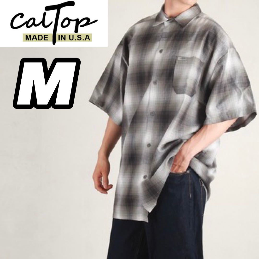 新品未使用 CALTOP キャルトップ 半袖チェックシャツ グレー M_画像1