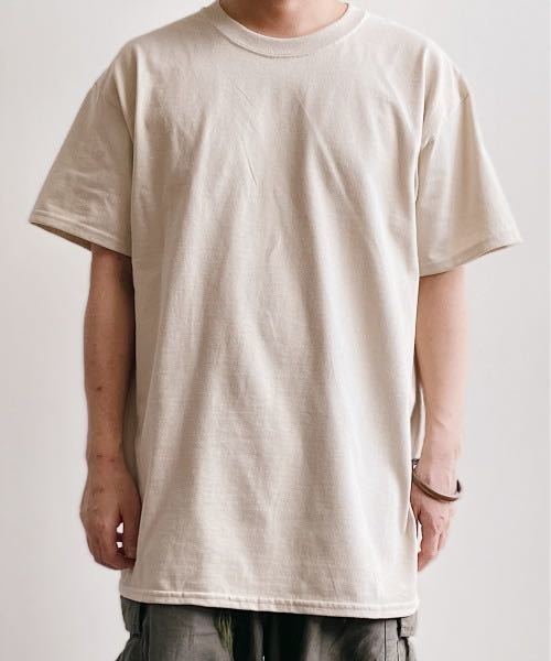 ○新品 ギルダン 無地 半袖 Tシャツ ベージュ ブラウン 2枚セット インナー オーバーサイズ S_画像5