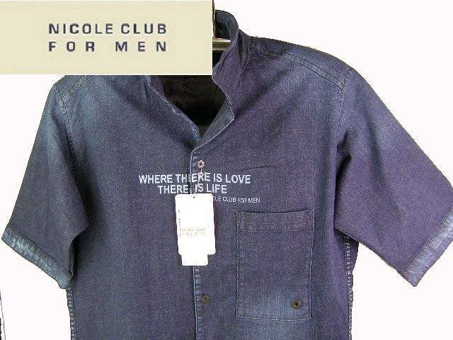 SS/46-M/今期新作/\16,500(税込)=NICOLE CLUB FOR MEN・ミニテーラード襟・デニムシャツ