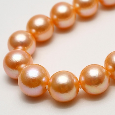 淡水真珠パールネックレス オレンジカラー 13-10mm
