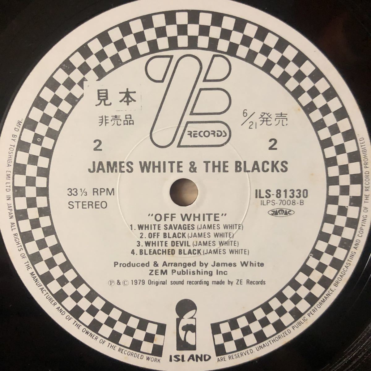 LP 見本盤 JAMES WHITE AND THE BLACKS a.k.a. ジェイムス・チャンス/OFF WHITE[帯:解説付き:ROBERT QUINE,ADELE BERTEI,LYDIA LUNCH]_画像5