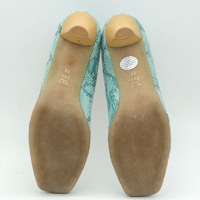 noi Эдди Fusion квадратное tu туфли-лодочки прекрасный товар узор под питона low каблук сделано в Японии обувь женский 23.5cm размер зеленый neue diffusion