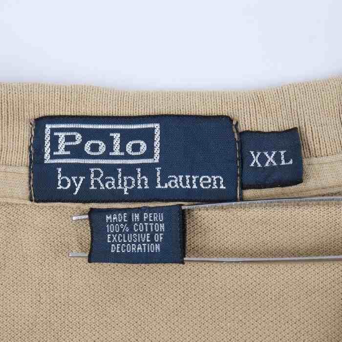 ポロバイラルフローレン 半袖ポロシャツ ポニーロゴ トップス 海外古着 大きいサイズ メンズ XXLサイズ ベージュ Polo by Ralph Lauren_画像2