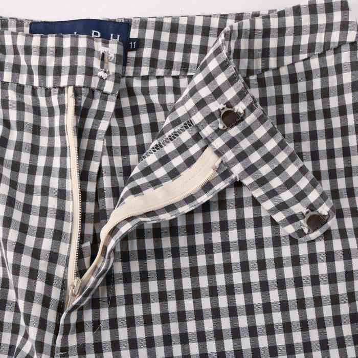  Ralph Lauren long pants silver chewing gum check strut bottoms cotton 100% lady's 11 size gray RALPH LAUREN