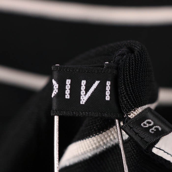 インディヴィ 半袖Tシャツ ボーダー ラウンドネック 丸首 トップス チュニック 日本製 レディース 38サイズ ブラック INDIVI_画像3