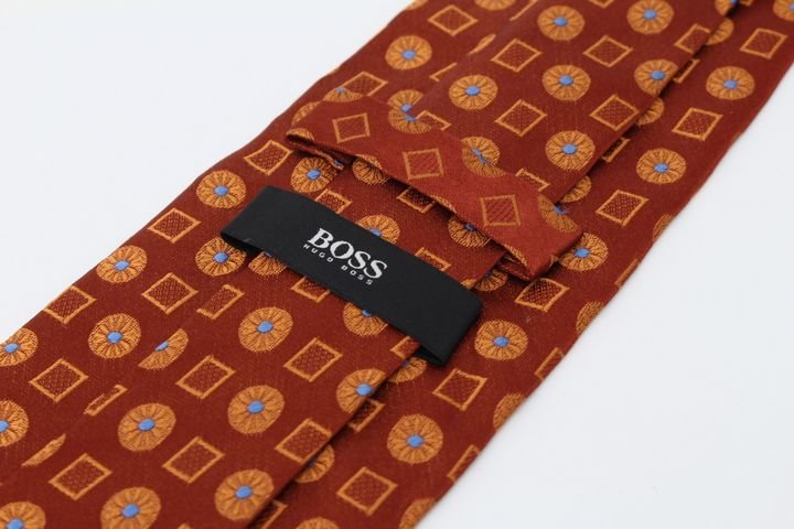  Hugo Boss brand necktie total pattern silk Italy made men's red HUGO BOSS