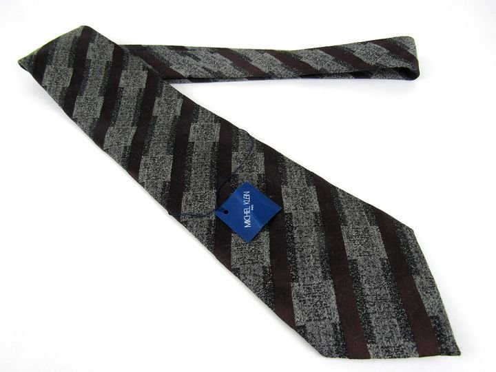  Michel Klein бренд галстук полоса рисунок шелк шерсть . не использовался товар мужской Brown MICHEL KLEIN