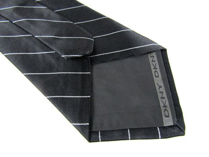  Donna Karan бренд галстук полоса рисунок шелк USA производства мужской черный Donna Karan
