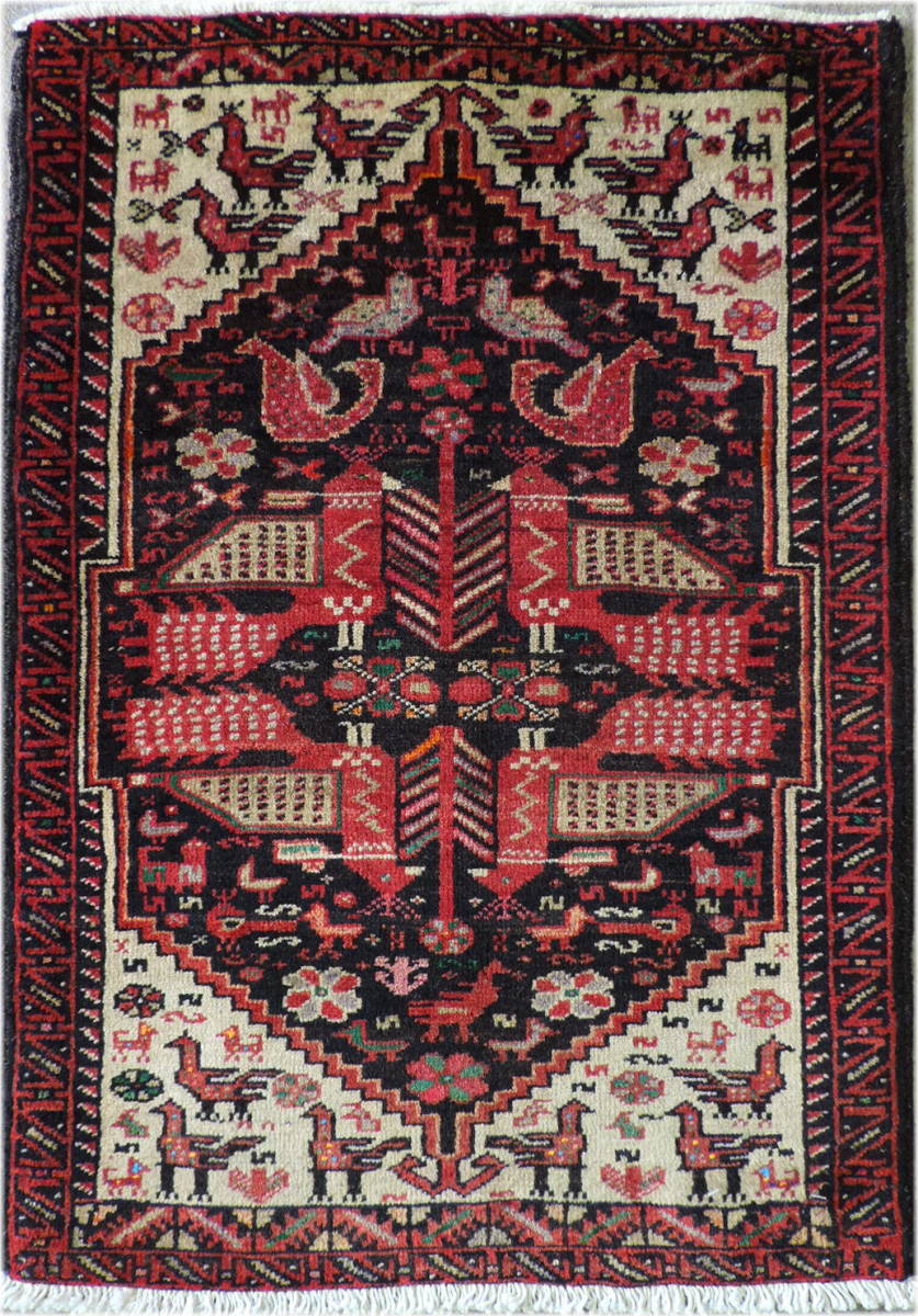 ペルシャ絨毯 カーペット ウール 手織り高級 ペルシャ絨毯の本場 イラン バルーチ産 玄関マットサイズ 98cm×66cm【本物保証】