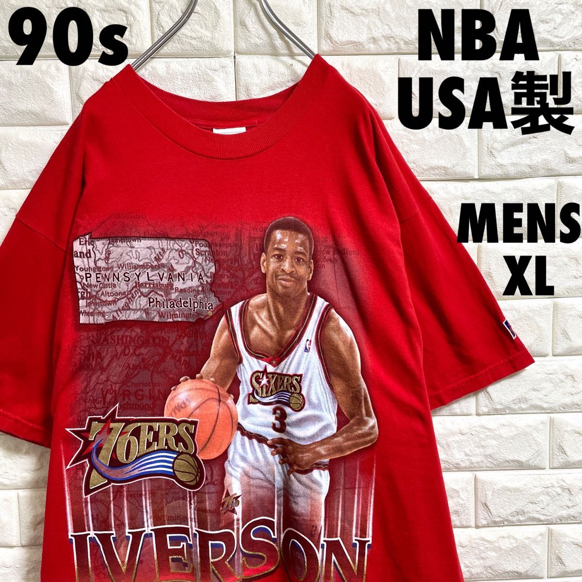 USA製 NBA ルーキー時代のアイバーソン Tシャツ メンズXLサイズ USA製 NBA ルーキー時代のアイバーソン Tシャツ メンズXLサイズ