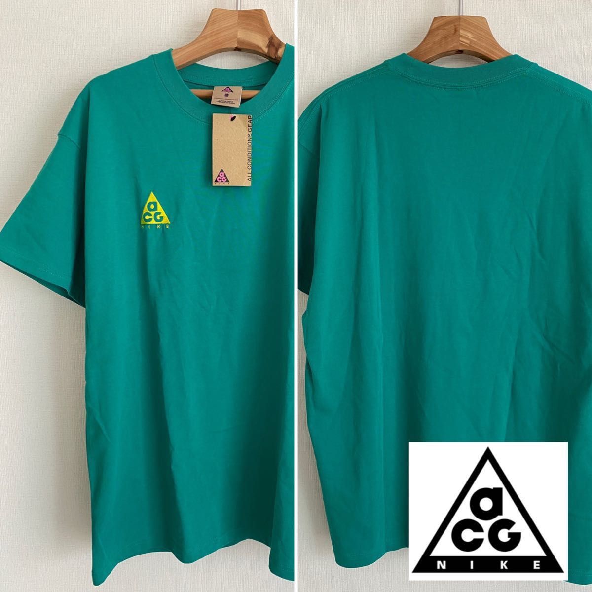 即完売 NIKE ナイキACG Tシャツ ワンポイント刺繍ロゴ グリーン 即完売 NIKE ナイキACG Tシャツ ワンポイント刺繍ロゴ グリーン