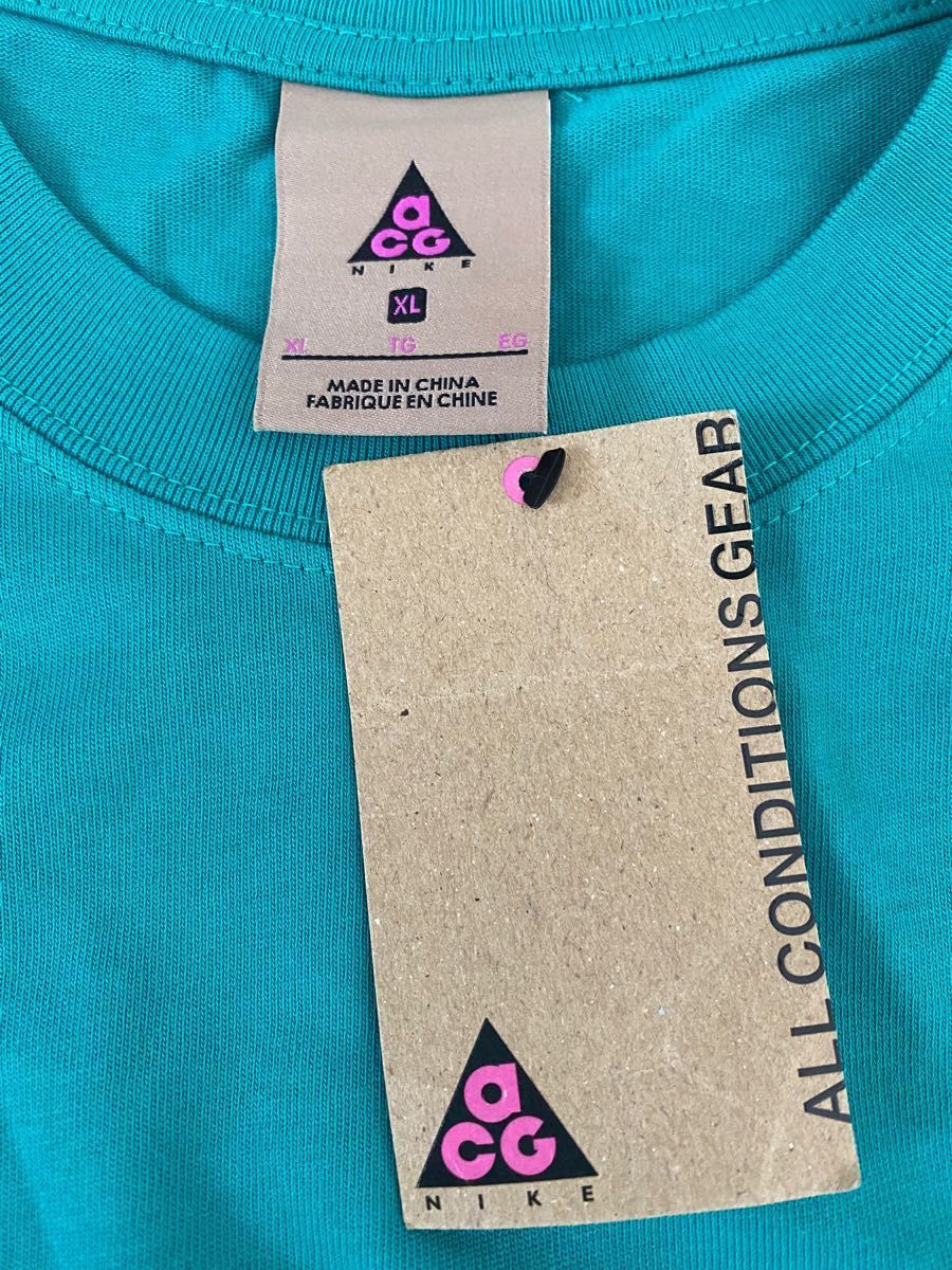 即完売 NIKE ナイキACG Tシャツ ワンポイント刺繍ロゴ グリーン 即完売 NIKE ナイキACG Tシャツ ワンポイント刺繍ロゴ グリーン