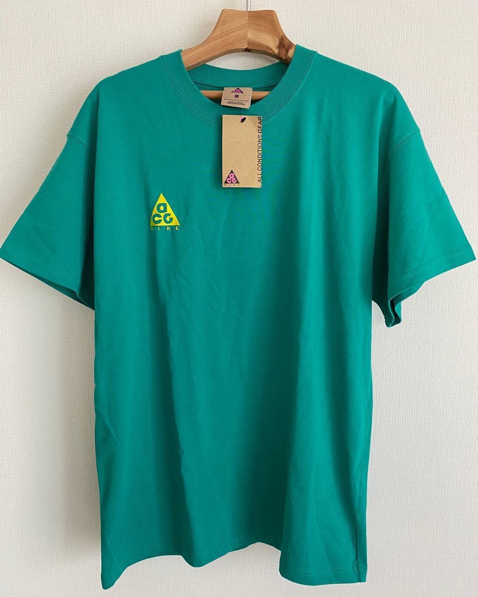 即完売 NIKE ナイキACG Tシャツ ワンポイント刺繍ロゴ グリーン 即完売 NIKE ナイキACG Tシャツ ワンポイント刺繍ロゴ グリーン