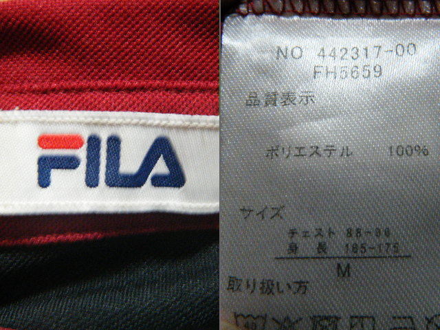 FILA　半袖ボタンダウンポロシャツ　サイズM　R7504　エンジ　状態良_画像3