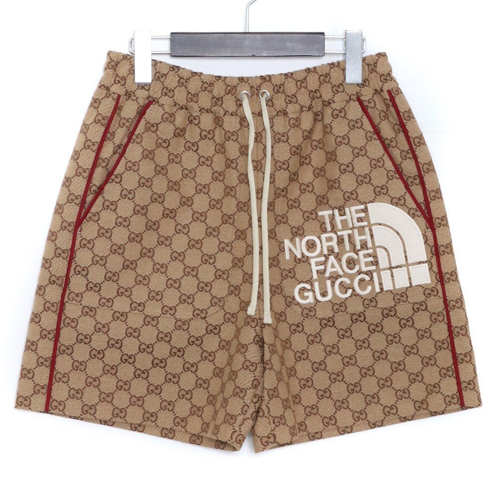 GUCCI × THE NORTH FACE GG柄 SHORT PANTS XSサイズ ベージュ 672396 グッチ ザ ノースフェイス ロゴ刺繍 ショートパンツ ショーツ