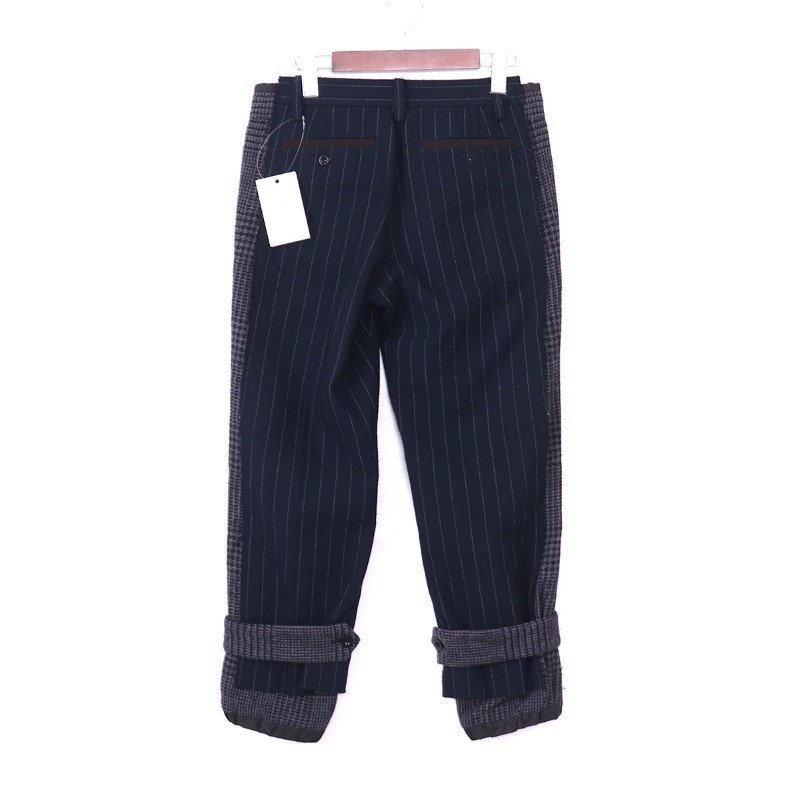 SACAI 18AW STRIPE TROUSERS サイズ1 ネイビー 18-04018 サカイ ストライプ グレンチェック パンツ_画像2