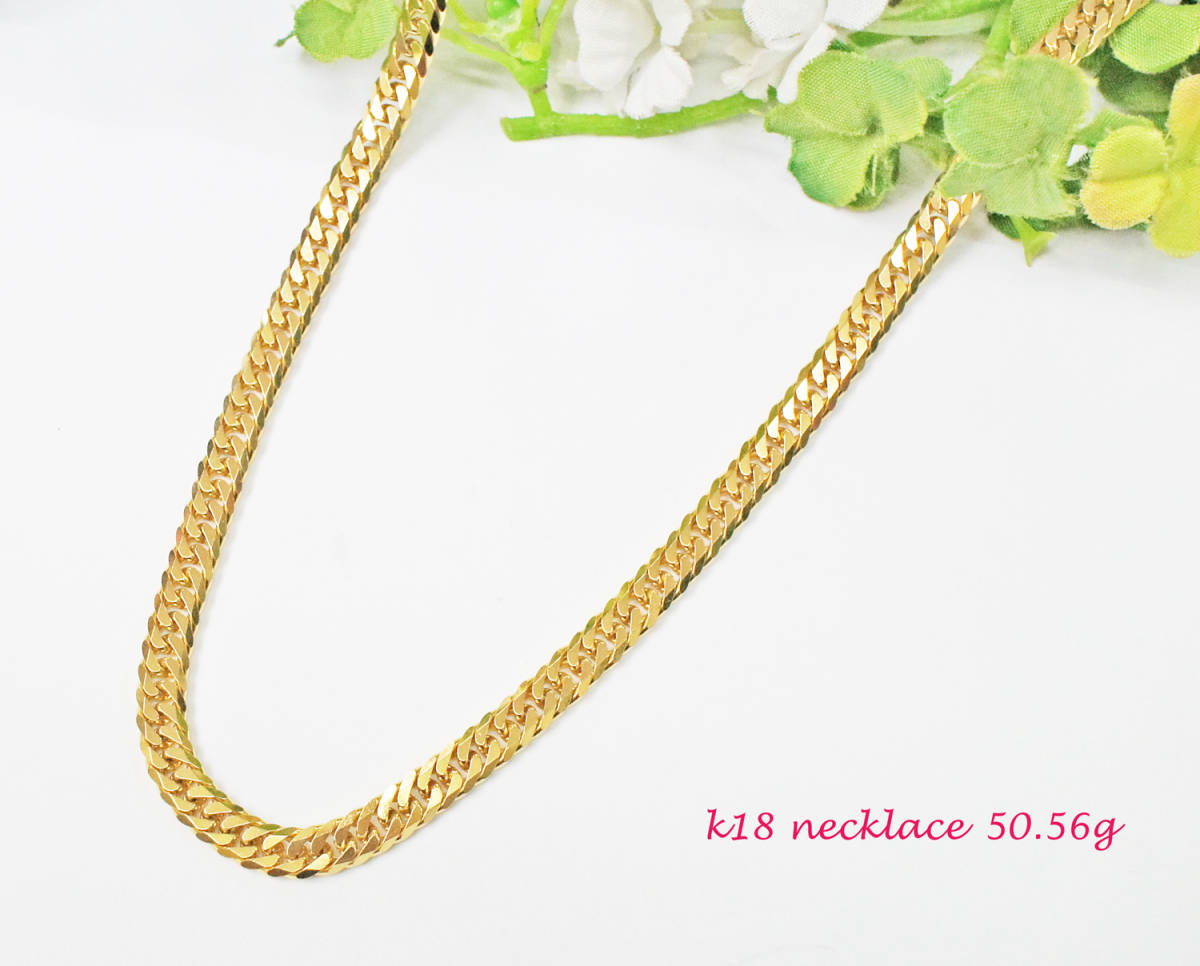 美品】 K18 喜平 6面W 六面ダブル ネックレス 60cm 50.56g 三菱