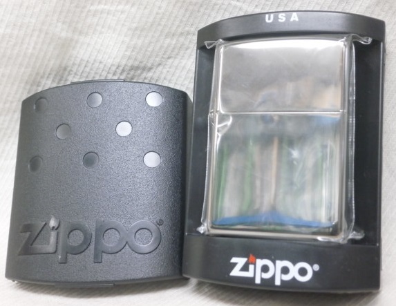 未使用品★2006年生 ZIPPO 無地 シルバー プレーン クローム 鏡面仕上げ オイルライター★ケース付き_画像1