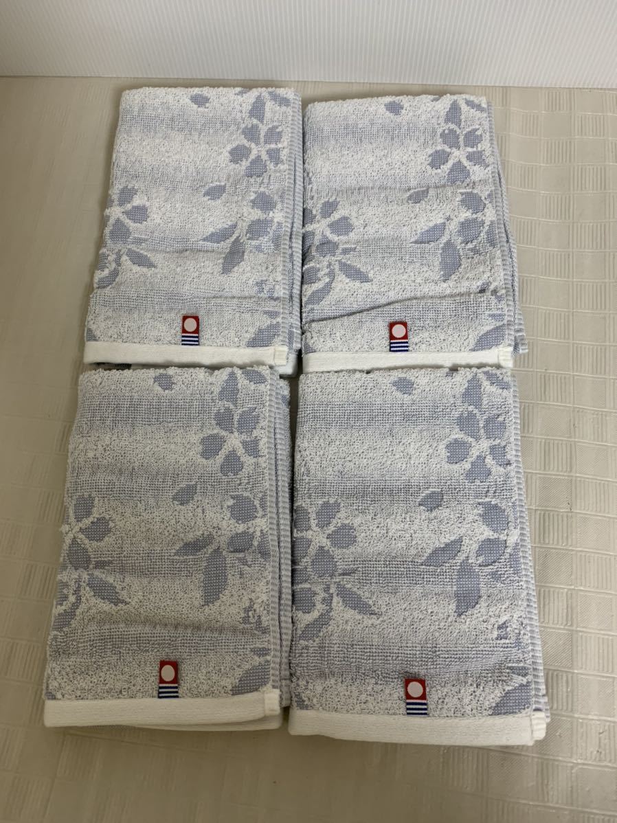 未使用/PRAIRIE DOGS IMABARI towel /プレーリードッグ 今治タオル ハンドタオル 4枚セット/水色系/植物デザイン/保管品/②_画像1