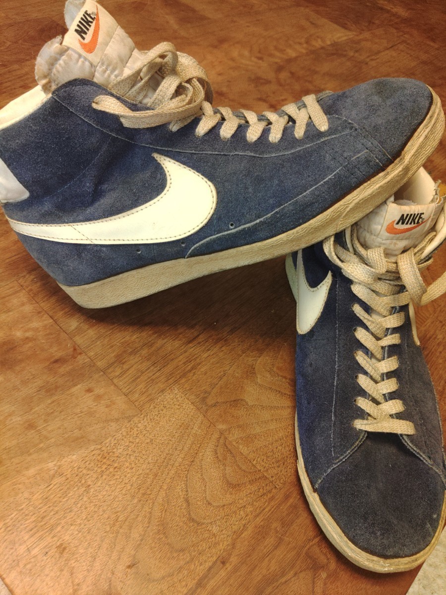 70's 80's NIKE BLAZER HI TOP ナイキ ブレザー スエード 青 ブルー オリジナル US9 27cm 希少 ヴィンテージ　レア　ブルイン_画像1