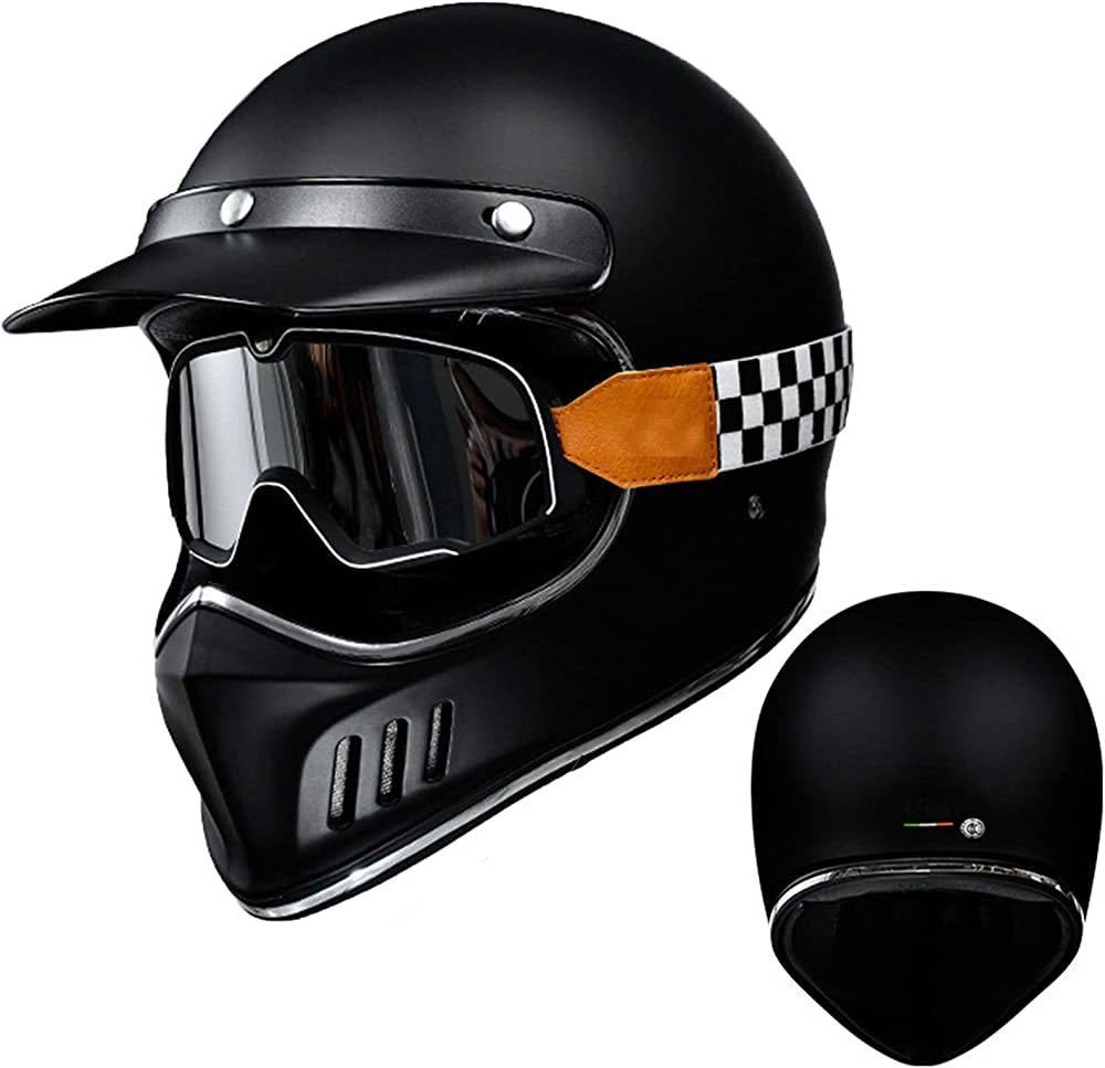 フルフェイスヘルメット バイクヘルメット レトロハーレーヘルメット メンズ レディース 耐衝撃性 超軽量 紫外線防止/UVカット メガネ