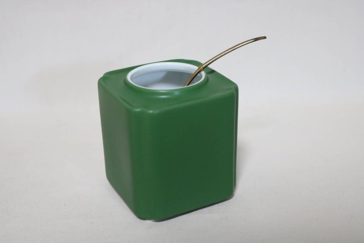 水滴　硯滴　茶緑方形水瓶・水杓子　　　　　DK05_画像4