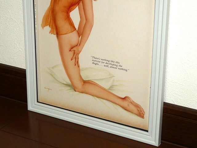 1974年 USA 洋書雑誌 イラスト ピンナップ 額装品 Vargas Girl バーガス ガール (A4サイズ) / 検索用 店舗 装飾 ガレージ ディスプレイ_画像3