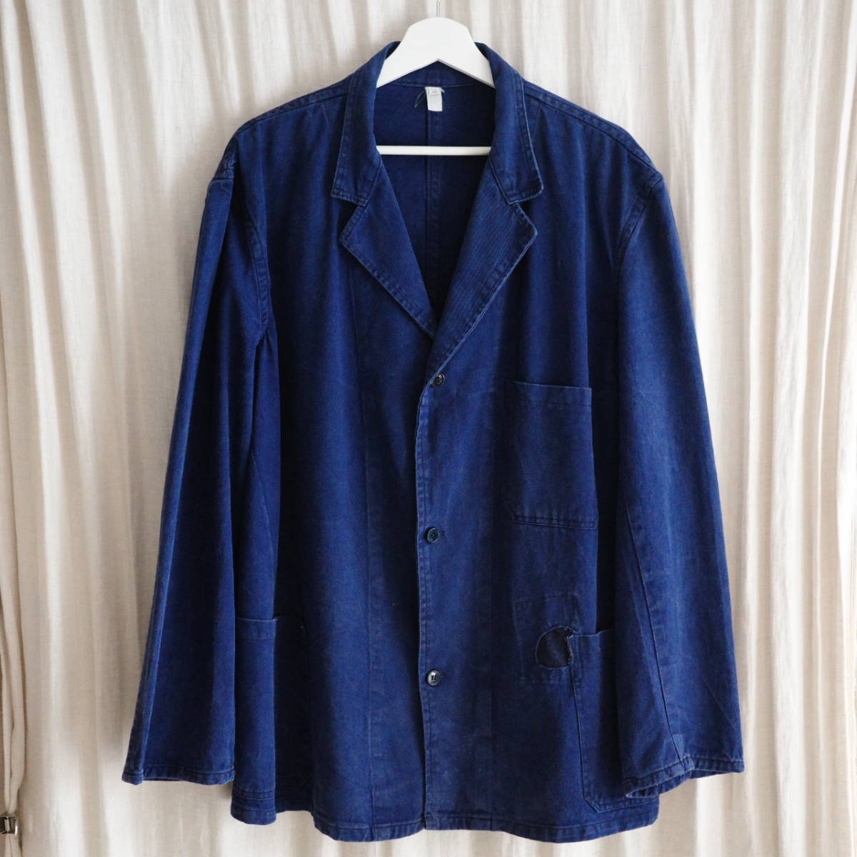 ユーロヴィンテージ ワークジャケット Vintage euro ink blue cotton twill 3B work jacket MADE IN ITALY 58size