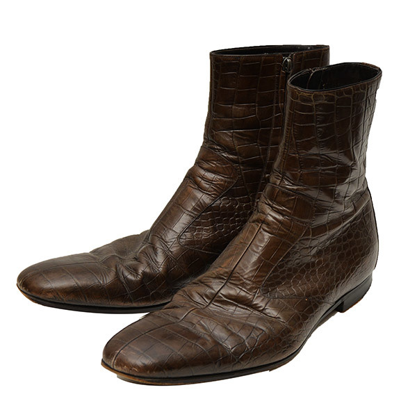 23E5 GUCCI グッチ サイドジップクロコダイルブーツ 8054000133031