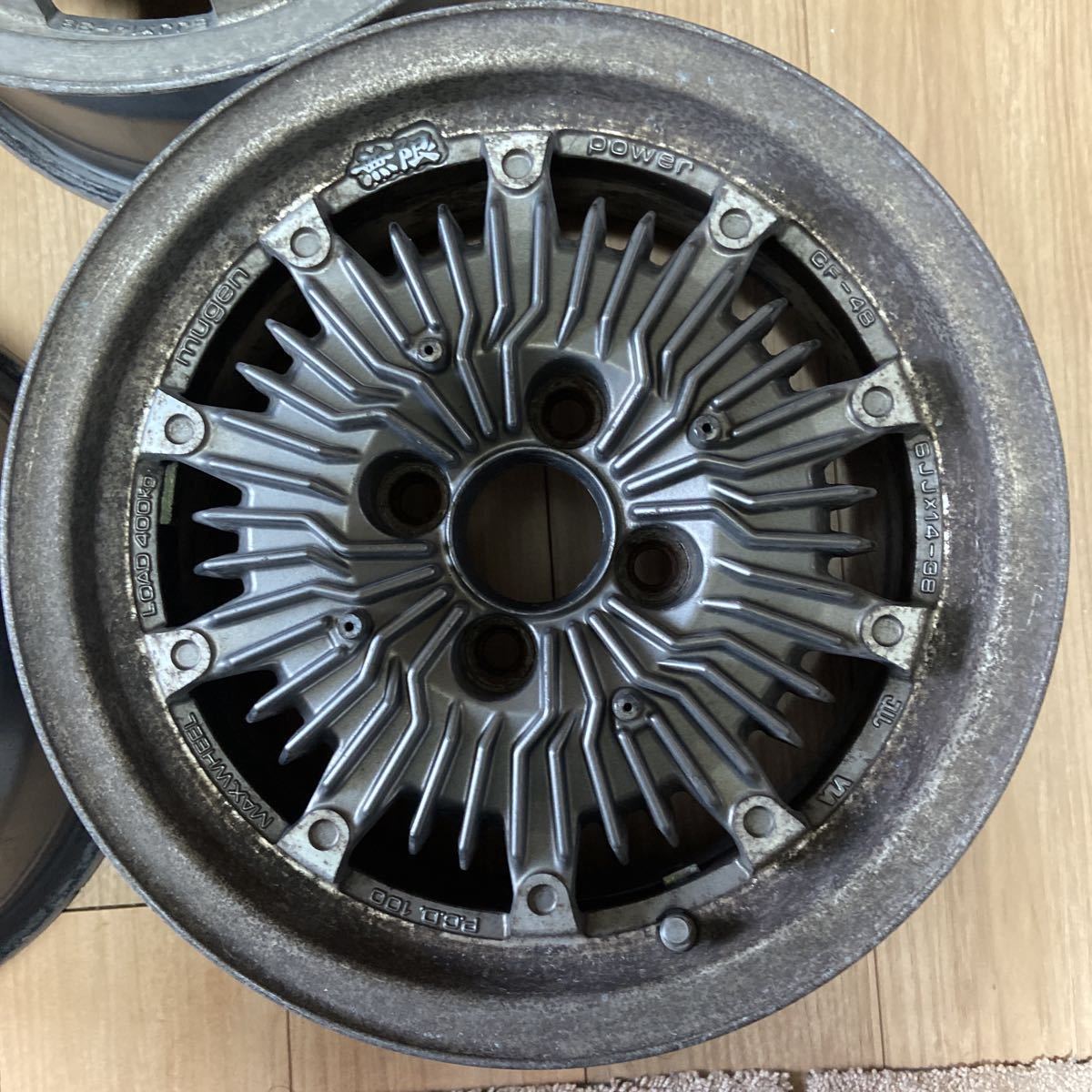 北海道発 無限 cf-48 4穴 ホイール 14インチ 6J +38 PCD100 ムゲン