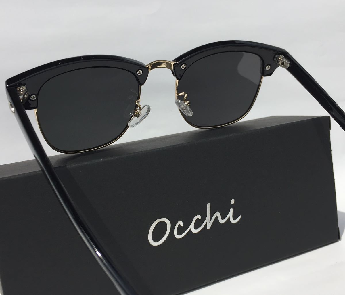 新品 OCCHI 偏光サングラス サーモント型 UV400 軽量 ブラック 
