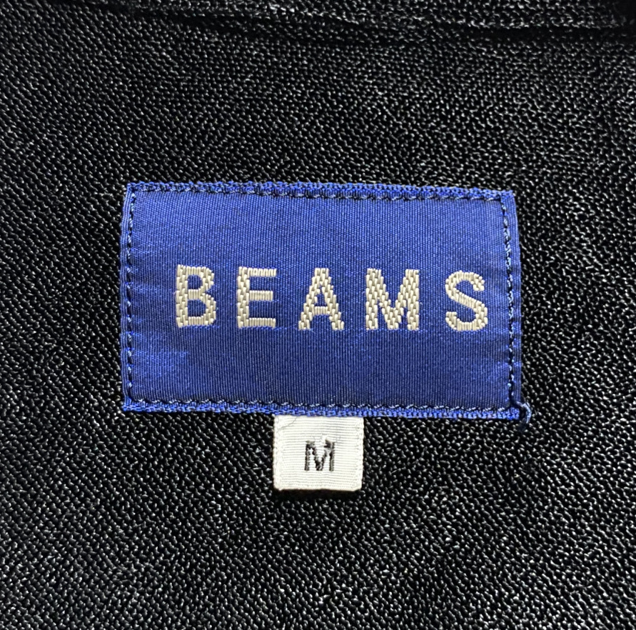 90's 00's OLD☆BEAMS ビームス ポリエステル 長袖シャツ ドレスシャツ M 黒 ブラック 光沢 オールド 初期_画像5