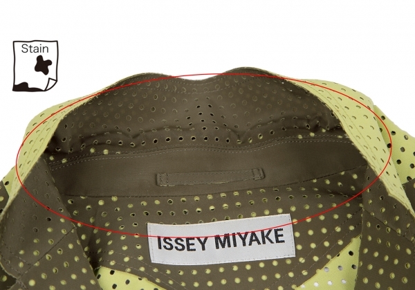 イッセイミヤケISSEY MIYAKE ドットカッティングコーティングジャケット カーキ黄1 【レディース】_画像4