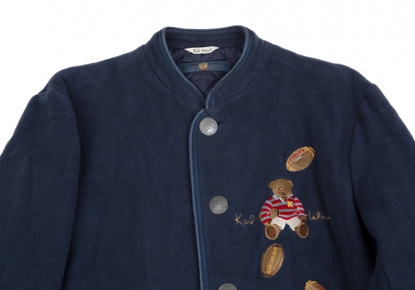  Karl hell mKarl Helmut football Bear embroidery piping stand-up collar jacket navy blue M [ men's ]