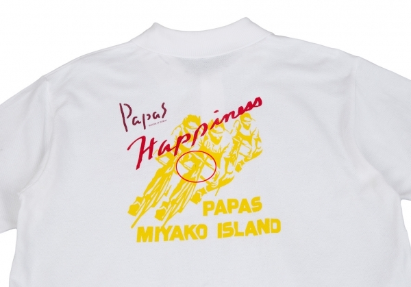 パパスPapas ロードバイクプリント鹿の子ポロシャツ 白L 【メンズ】_画像2