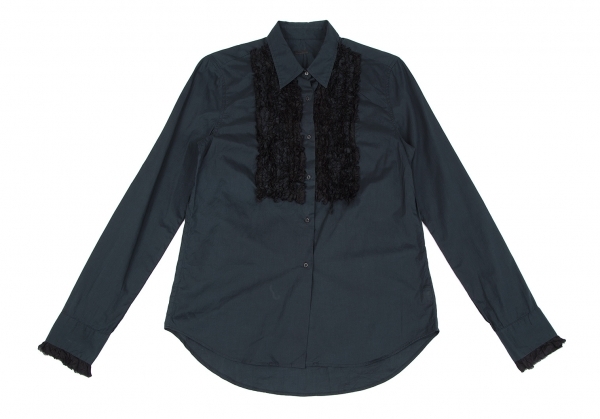 ドーサdosa シルクフリルデザインシャツ 紺黒3 【レディース】の画像2