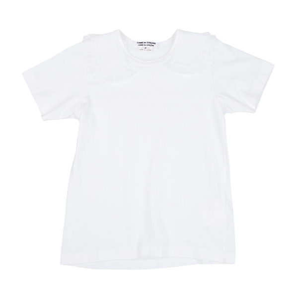 コムコム コムデギャルソンCOMME des GARCONS フリルラウンドカラー貼り付けTシャツ 白SS 【レディース】