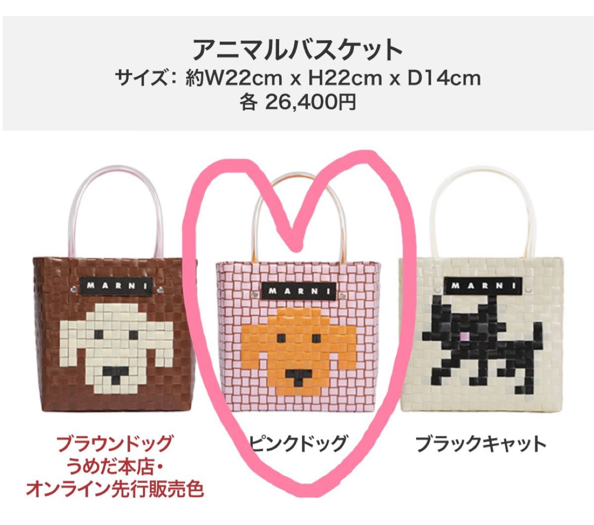 MARNI マルニフラワーカフェ カゴバッグ 犬 即完売 人気 いぬ アニマル