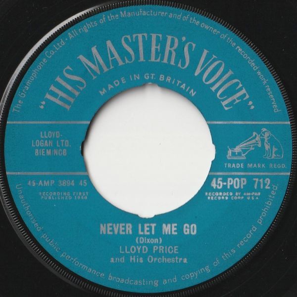 Lloyd Price And His Orchestra Lady Luck / Never Let Me Go His Master's Voice UK 45-POP 712 202321 R&B R&R レコード 7インチ 45_画像2