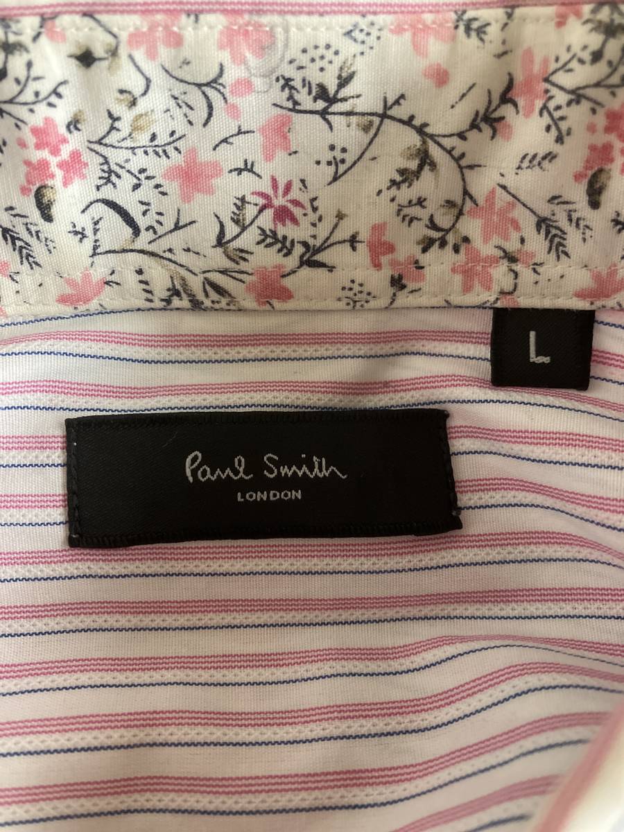 Paul Smith LONDON ポール・スミス メンズ ストライプ柄 半袖B.Dシャツ 美品 size L_画像3