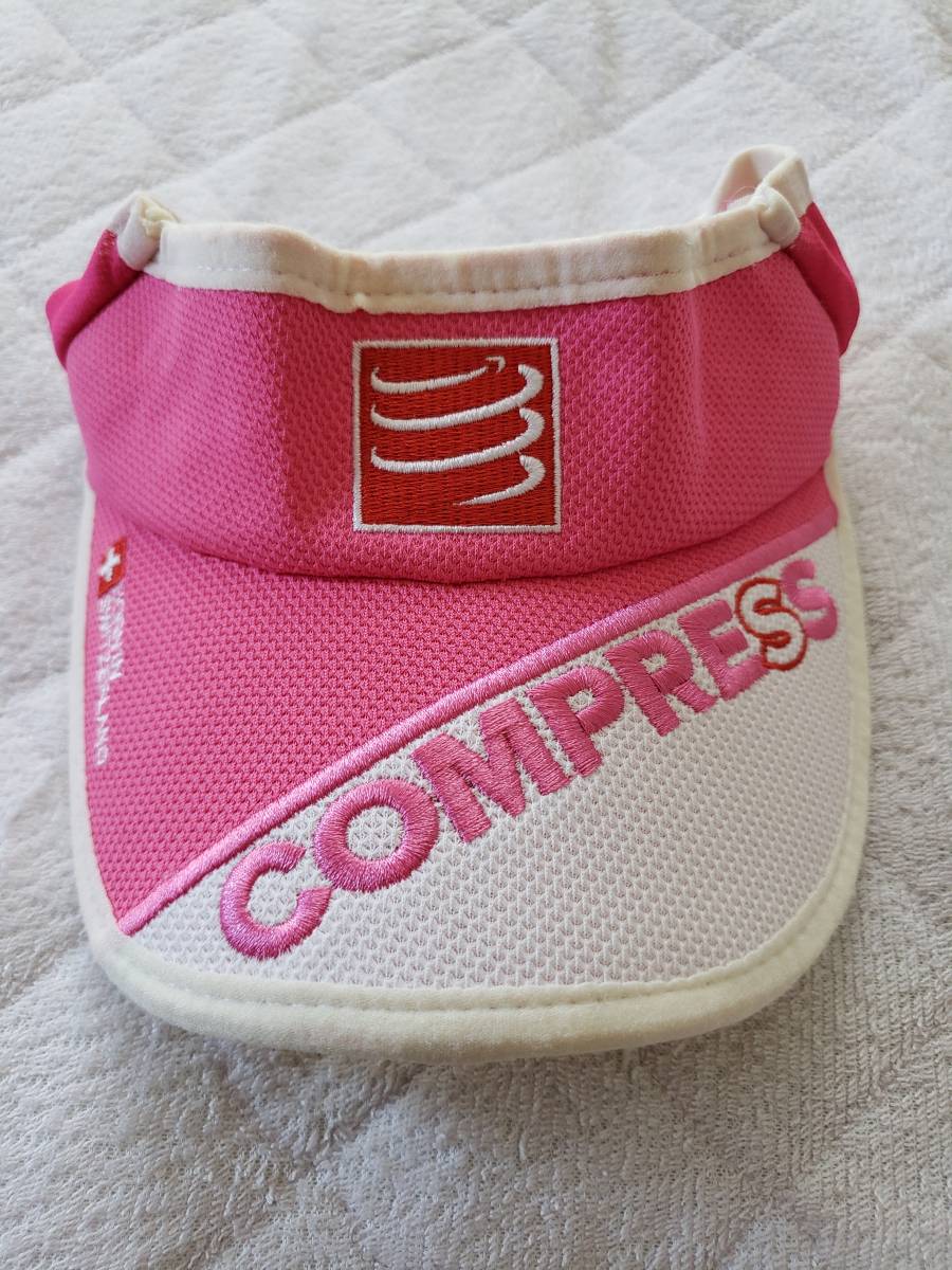 難有☆COMPRESSPORT コンプレスポーツ サンバイザー 帽子 日よけ PINK_画像1