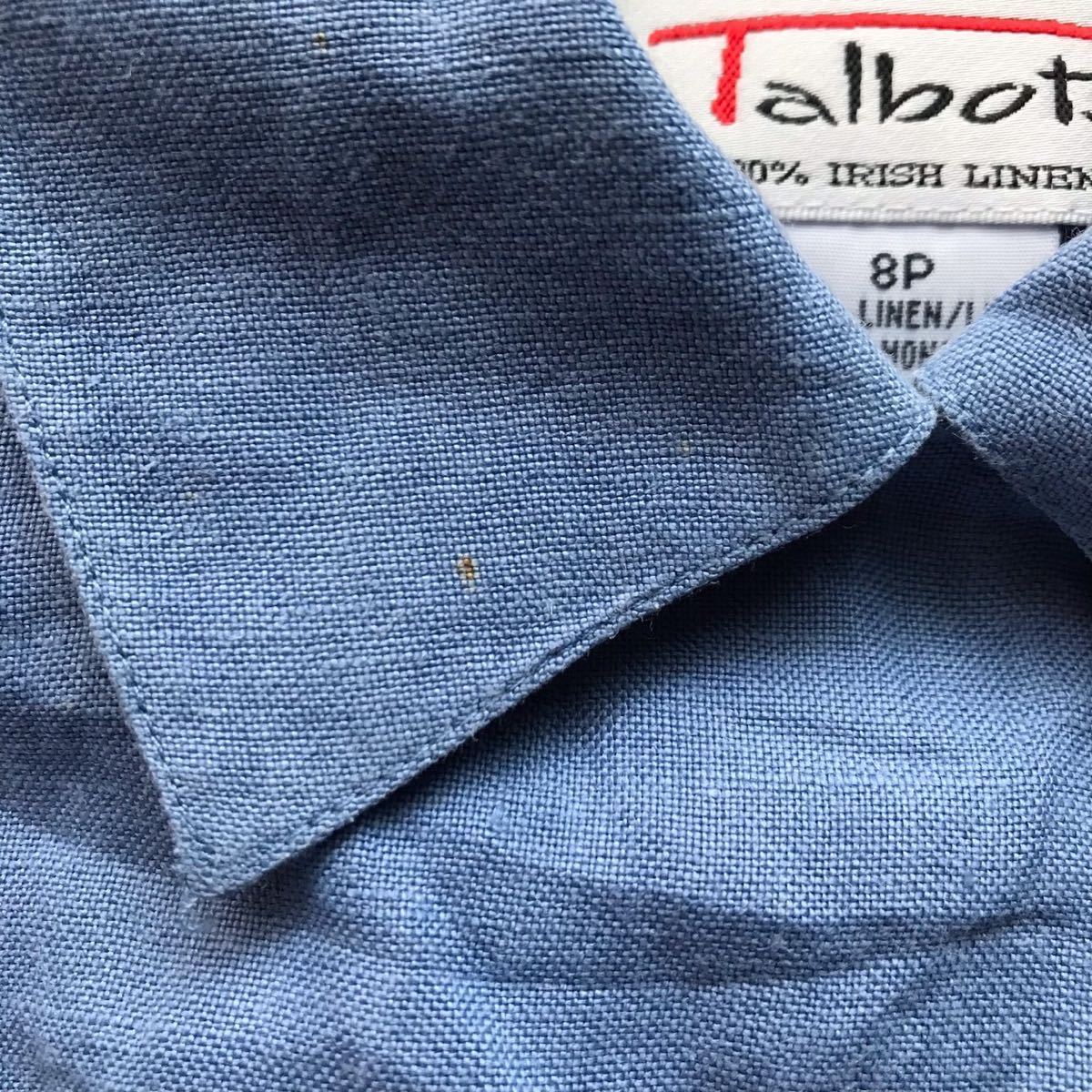 美品 タルボット リネンシャツ 長袖シャツ 091-1-16 TALBOTS ライトブルー_画像4