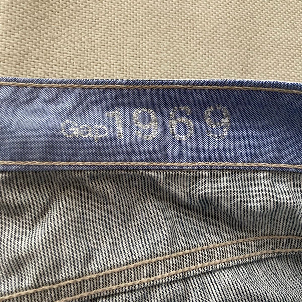 Gap stripe. tapered pants 025-1-36 lady's Gap1969 blue GAP stripe 