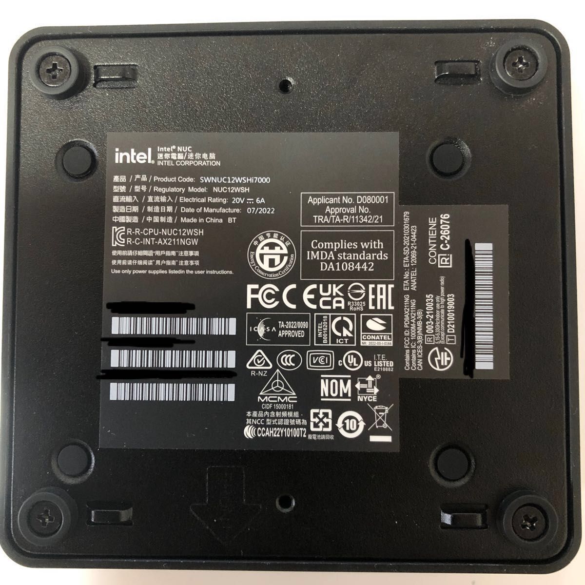 intel nuc NUC12WSHI70000 i7-1260P ミニPC