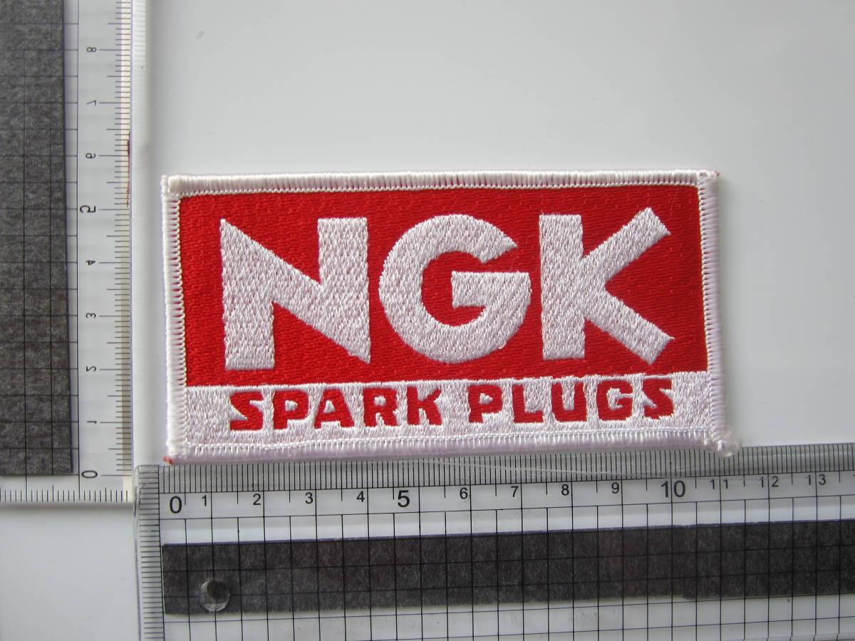 NGK SPARK PLUGS スパークプラグ 長方形 赤 白 ワッペン/自動車 バイク オートバイ 整備 作業着 122_画像6