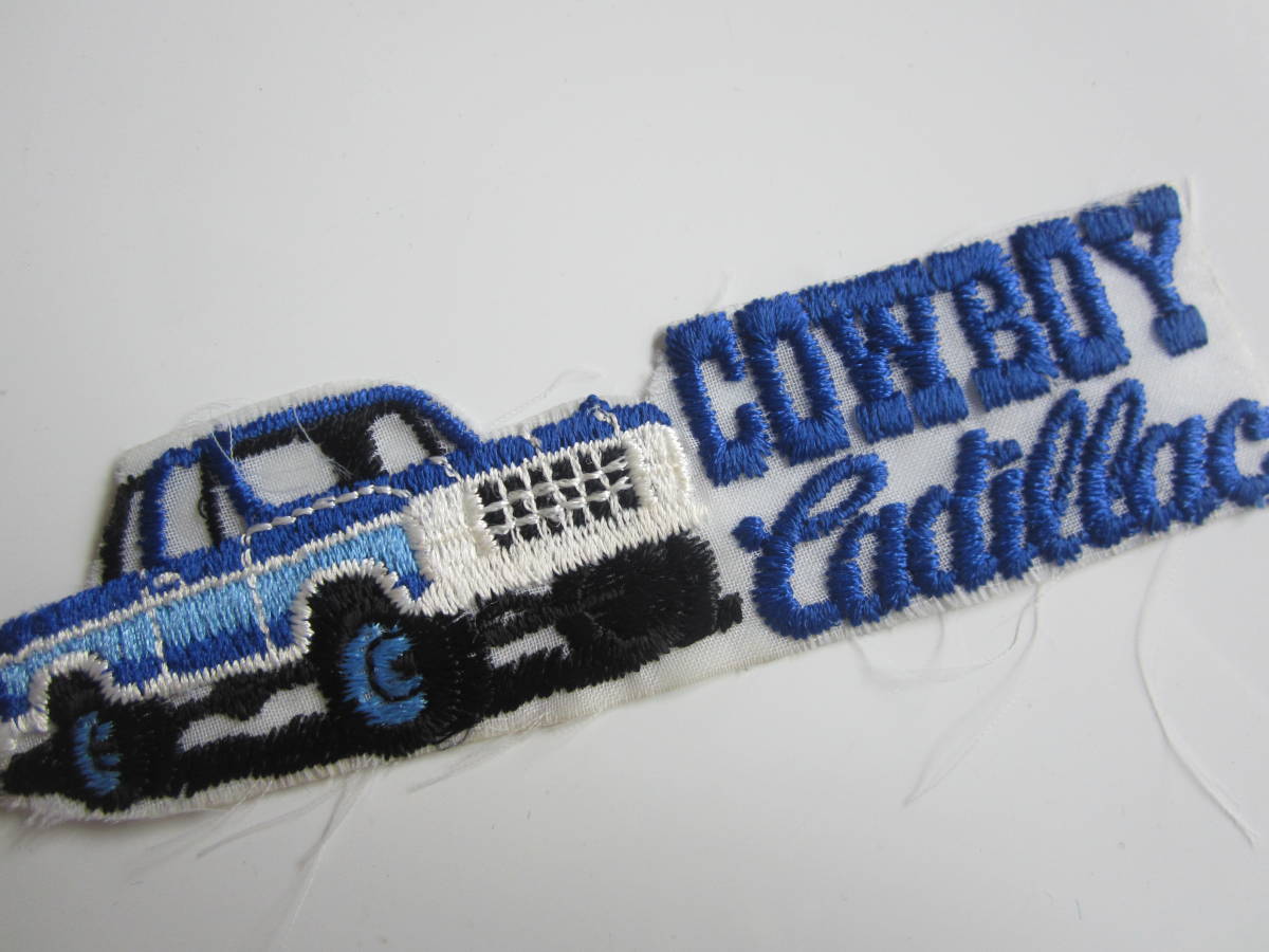 ビンテージ COWBOY Cadillac カウボーイ キャデラック アメ車 トラック ロゴ ワッペン/ 自動車 整備 作業着 ホットロッド 105_画像2